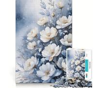 Watercolor White Flowers 1000 Piece Jigsaws Creative Skill Toy Tight Lock No Loose Pieces Bonding Activity for Loved Ones (38x52cm)
