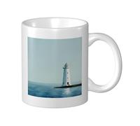 Watercolor White Lighthouse On The Coast Ceramic Cup, Elegant Coffee Mug Tee Drinkware Water Cup for Home Office 11oz