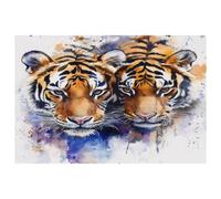 Watercolor Wild Animal Tigers Placemats Set of 1 for Dining Table Washable Non Slip Placemat for Christmas Holiday Birthday Party Table