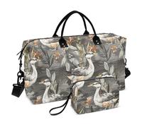 Watercolor Wild Duck Olive Dark Grey Decorative Duffel Bag Sports Tote Gym Bag with Toiletry Bag for Business Trips Multifunctional bolsas para