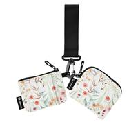 Watercolor Wild Flowers Women's Coin Wallet Card Holder Slim Detachable Zipper Wristlet Wallet with Wristle Strap for Ladies Girls 2 Pcs, Watercolor Wild Flowers, One Size