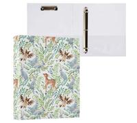 Watercolor Wild Herbs Flowers Woodland Animals 3 D-Ring Binder A4 1 Pack with 200 Sheet for Kids School Supplies Women Men Office
