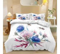 Watercolor Wild Thistle Bouquet Printed Duvet Cover Sets Color Bedding Soft Microfiber King Duvet Set Printed 3 Pcs Bed Set Fade and Wrinkle Sets Printed Duvet Covers