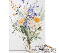 Watercolor Wildflower Bouquet 1000 Piece Jigsaw Puzzle for Adults Family Game Teens Jigsaw Puzzle 1000pcs (75x50cm)