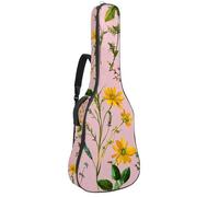 Watercolor Wildflowers Herbs and Grass Butterfly Guitar Bag, Padded Acoustic Guitar Case Backpack with Adjustable Shoulder Strap Pockets
