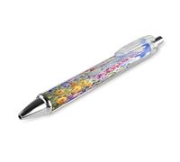 Watercolor Wildflowers Retractable Ballpoint Pen Black Ink 0.5mm Ball Point Pens Smooth Writing Accessories For Note Taking pattern 3141