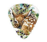 Watercolor Wildlife Deer,12 Pcs Guitar Pick,3 Different Thickness Plectrums for Acoustic Guitar Bass Ukulele (0.46mm 0.96mm 0.71mm)