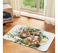 Watercolor Wildlife Deer,Waterproof Pet Feeding Mat,PU Leather Placemats for Cat Dog Water Bowl,Food Mats,40x60cm