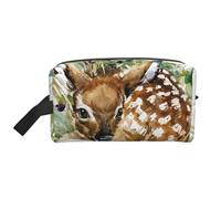 Watercolor Wildlife DeerLarge Capacity Cosmetic Organizer,Travel Makeup Bag for Women