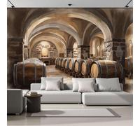 Watercolor Wine Cellar Landscape Non-Woven Wallpaper - Rust Brown Retro Buildings Wall Mural For Bedroom, Living Room Background Decoration, 3D Photo Wall Paper Poster Picture 200X140Cm (Wxh)