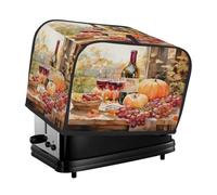 Watercolor Wine Glass Pumpkin Autumn Toaster Cover 2 Slice Toaster Cover, Dust Cover Kitchen Small Appliance Cover
