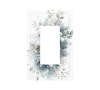 Watercolor Winter Christmas Berries Pine Cones Light Switch Wall Plate Faceplate Cover Single Rocker 1 Gang Decorator Outlet Receptacle Covers for Home Kitchen Room Bathroom Decor