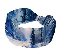Watercolor Winter Scenery Seasonal Christmas Nature Wide Headbands for Women, Yoga Workout Head Bands Wide Elastic Hair Bands for Washing Face Makeup