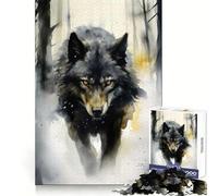 Watercolor Winter Wolf for Adults 1000 Piece Jigsaw Puzzle Boost Memory Tranquil Pastime Quality Cut Bday Surprise (50x75cm)