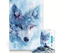 Watercolor Wolf Head in Snow 1000 Pieces Puzzles for Teenagers Mind Boost Fun High Accuracy Cutting Craft Calming Mental Break Activity (38x52cm)