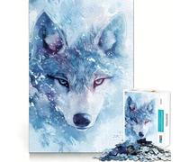 Watercolor Wolf Head in Snow Jigsaw for Teenagers 1000 Pieces Mind Boost Fun Clean Cut Sturdy Components Heartwarming Gathering Activity (38x26cm)