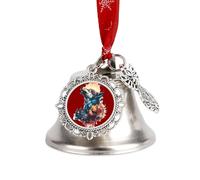 Watercolor Wolf Howling Sunset Forests Deers Christmas Bell Hanging Ornamen Decorative Holiday Pendant for Xmas Tree Home Door