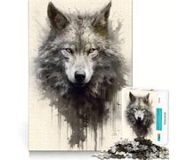 Watercolor Wolf Jigsaw for Teenagers1000 Pieces Mind Boost Game Firm Fit Secure Assembly Bonding Activity for Loved Ones (38x52cm)