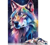 Watercolor Wolf Jigsaw Puzzles For Adults 500 Piece Jigsaws Puzzles 500 Piece Puzzles For Adults Puzzle Games Toys Gift for 500pcs (52x38cm)