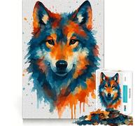 Watercolor Wolf Portrait 1000-piece Jigsaw Puzzles Brain Focus Game Expert Cutting Craftsmanship Fascinating Hobby for Idle Moments (50x75cm)