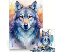 Watercolor Wolf Portrait 1000-piece Puzzle for Teenagers Mind Skill Fun Uniform Size Precise Pieces Relaxing Indoor Group Activity (50x75cm)