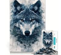 Watercolor Wolf Portrait 1000 Piece Teenager Puzzles Brain Boosting Play Tight Interlock No Gaps Relaxing Indoor Group Activity (38x26cm)