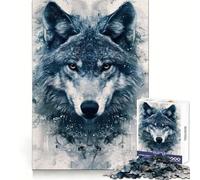 Watercolor Wolf Portrait Jigsaw 1000 Pieces for Teenagers Reasoning Skill Serene Escape Sharp Cut Thoughtful Gift (38x52cm)
