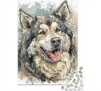 Watercolor Wolf Portrait Print Jigsaw Puzzles Puzzle for Adults Kids. 1000 Piece Impossible Challenge Toy Educational Games Home Decoration for Adults& Kids Age 14 Years Up 38x26cm/1000pcs