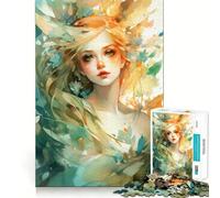 Watercolor Woman with Flowers Jigsaw 1000 Pieces Memory Skill Fun Smooth Edge Perfect Interlock Fun-filled Way to Fill Empty Hours (38x26cm)