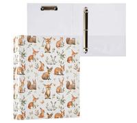 Watercolor Woodland Animals 3 D-Ring Binder A4 1 Pack with 200 Sheet for Kids School Supplies Women Men Office