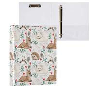 Watercolor Woodland Animals Christmas 3 D-Ring Binder A4 1 Pack with 200 Sheet for Kids School Supplies Women Men Office