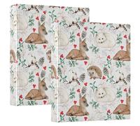 Watercolor Woodland Animals Christmas 3 D-Ring Binder A4 2 Pack with 200 Sheet for Kids School Supplies Women Men Office