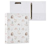 Watercolor Woodland Animals Hedgehog Fox 3 D-Ring Binder A4 1 Pack with 200 Sheet for Kids School Supplies Women Men Office