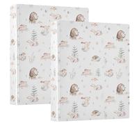 Watercolor Woodland Animals Hedgehog Fox 3 D-Ring Binder A4 2 Pack with 200 Sheet for Kids School Supplies Women Men Office