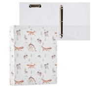 Watercolor Woodland Animals Owl Hedgehog 3 D-Ring Binder A4 1 Pack with 200 Sheet for Kids School Supplies Women Men Office