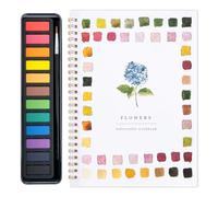 Watercolor Workbook, 12 Color Watercolor Paint Workbooks Set with Paint Brush Art Crafts Painting Supplies, Arts & Crafts Gift for Teens, Adults (Flowers)