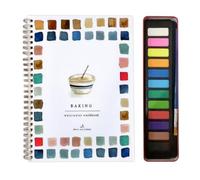 Watercolor Workbook, 12 Color Watercolour Paint Workbooks Set with Supplies Beginner Friendly Water Colour Paints Book Sets with Brushes Watercolor Workbook for Kids Adults (Baking)
