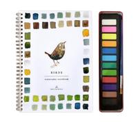 Watercolor Workbook, 12 Color Watercolour Paint Workbooks Set with Supplies Beginner Friendly Water Colour Paints Book Sets with Brushes Watercolor Workbook for Kids Adults (Birds)