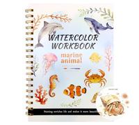 Watercolor Workbook, 14 Marine Animal Patterns of Original DIY Designs, Water Colouring Book for Beginner Friendly, Watercolour Workbook Art & Crafts Painting Supplies Gifts for Adults Teens