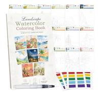Watercolor Workbook, 16 Landscape Patterns of Original DIY for Beginners, | Water Colouring Book for Beginner Friendly, 16 Pages Watercolour Workbook Art Crafts Painting Supplies Gifts for Adults Teens