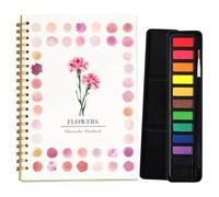 Watercolor Workbook, Beginner-Friendly Watercolor Workbooks, Easy Nature Scenes Paint Set, Water Colour Paints Books for Kids, Painting Supplies Gift for Adults Teens (Flowers-with Palette)