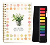 Watercolor Workbook, Beginner-Friendly Watercolor Workbooks with 10 Colors Paint & Paint Brush, Easy Nature Scenes Water Colour Paints Books Set for Kids, Painting Supplies Gift for Adults Teens (D)