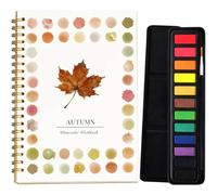 Watercolor Workbook, Beginner-Friendly Watercolor Workbooks with 10 Colors Paint & Paint Brush, Easy Nature Scenes Water Colour Paints Books Set for Kids, Painting Supplies Gift for Adults Teens (A)