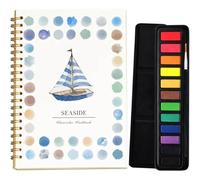 Watercolor Workbook, Beginner-Friendly Watercolor Workbooks with 10 Colors Paint & Paint Brush, Easy Nature Scenes Water Colour Paints Books Set for Kids, Painting Supplies Gift for Adults Teens (H)