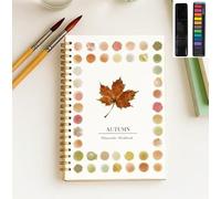 Watercolor Workbook, Coloring Book Nature Scene Painting Beginner Friendly Art and Craft Set for Adults and Teens with 12 Paints and Brushes (Autumn)