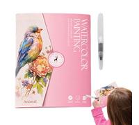 Watercolor Workbook For Beginners - 12 Color Paint Set With Brush | Water Color Book For Kids Teens Adults | Art Craft Supplies For Drawing Practice | Painting Kit For Travel, Home, School Use