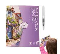 Watercolor Workbook For Beginners - 12 Color Paint Set With Brush | Water Color Book For Kids Teens Adults | Art Craft Supplies For Drawing Practice | Painting Kit For Travel, Home, School Use