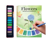 Watercolor Workbook, Kids Water Coloring Practice Books for Adults Beginner-Friendly Art Supplies, Spiral Bound with 12 Paints, Brush Painting Book for Art Exercises, Journaling, School, Travel, Home