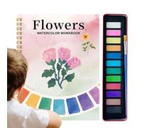 Watercolor Workbook - Portable Art Workbook With 12 Watercolor Paints - Watercolour Paint Set | Drawing And Coloring Set For Beginners, Teens, Students, And Adults