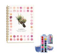 Watercolor Workbook Set with 12 Colors, Beginner Friendly Watercolour Painting Kit with Brushes, Tutorials for Kids & Adults, Art Supplies for Nature Scenes Painting (F, With pigment)